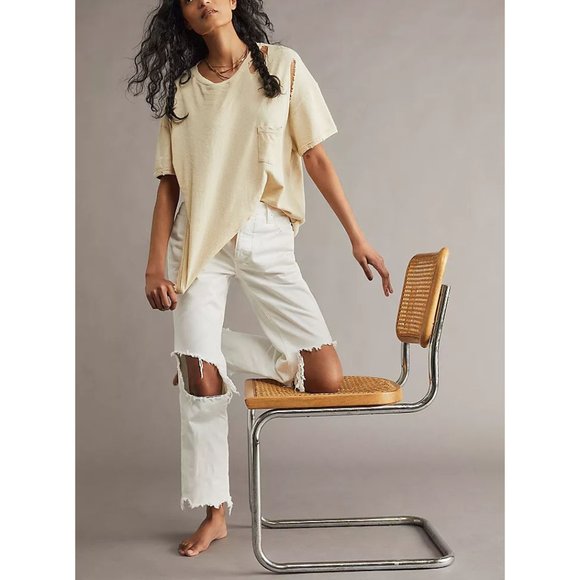 Free People Denim - NWOT Free People Maggie Mid-Rise Straight-Leg Jeans / Optic White
